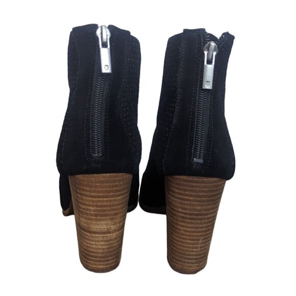 Lucky Brand Lamia Open Peep Toe Ankle Boots Booties Size 11M Black Suede - Picture 2 of 11